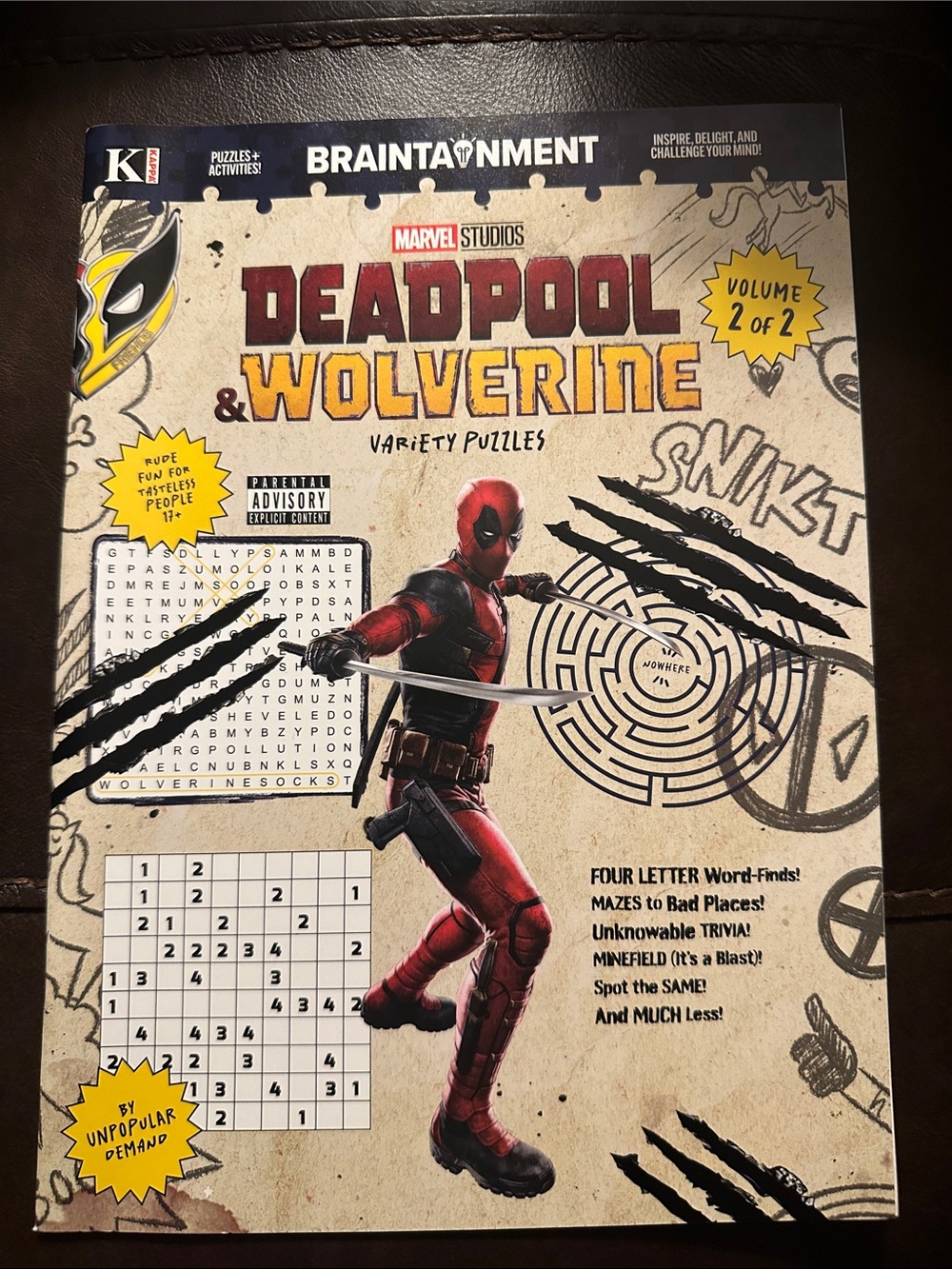 Marvel Deadpool & Wolverine Puzzle Book Activities Ages 17+
